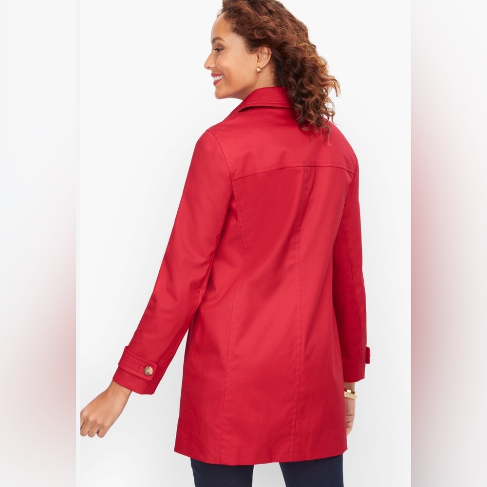 Talbots Vibrant Red Button-Up Trench Coat - Picture 2 of 10